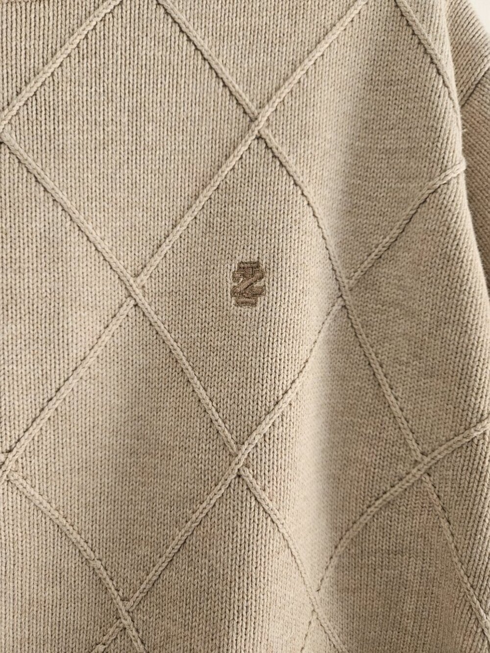 Izod Beige Cotton Knit Crewneck Large Pullover Sweater - Picture 6 of 8